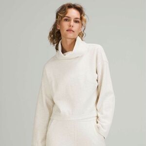 NWT Lululemon Ribbed Funnel Neck Pullover Heathered White Opal XS/S